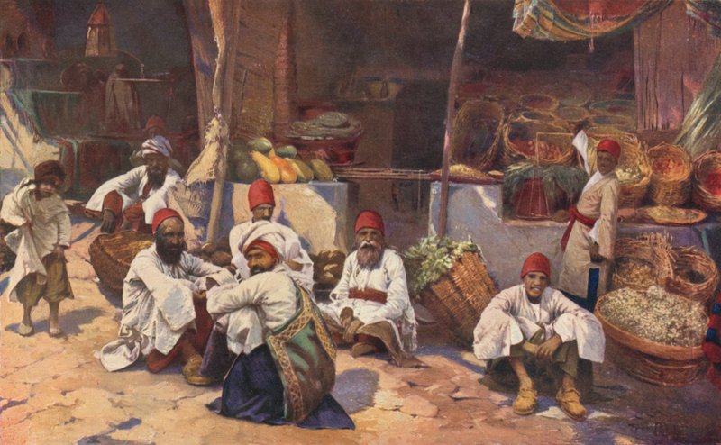 En persisk butik (farve litho) af Louis Fairfax Muckley