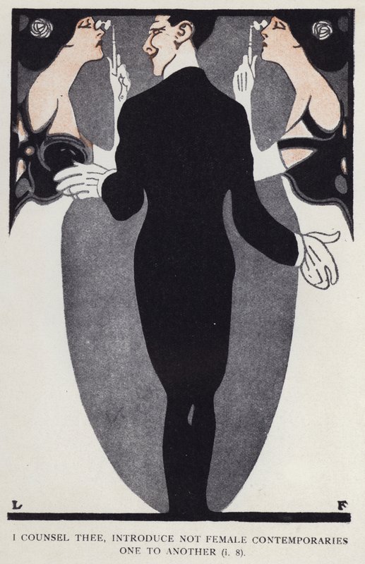 Jeg råder dig, introducer ikke kvindelige samtidige til hinanden (farve litho) af Louis Fancher