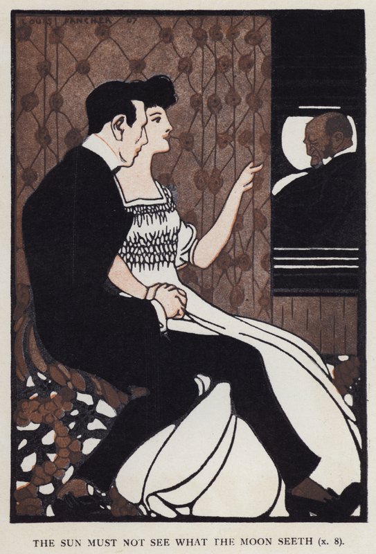 Solen må ikke se, hvad månen ser (farve litho) af Louis Fancher