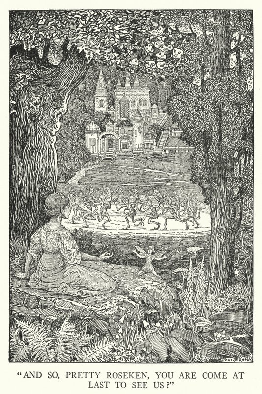 "Og så, smukke Roseken, er du endelig kommet for at se os?" (litho) af Louis John Rhead