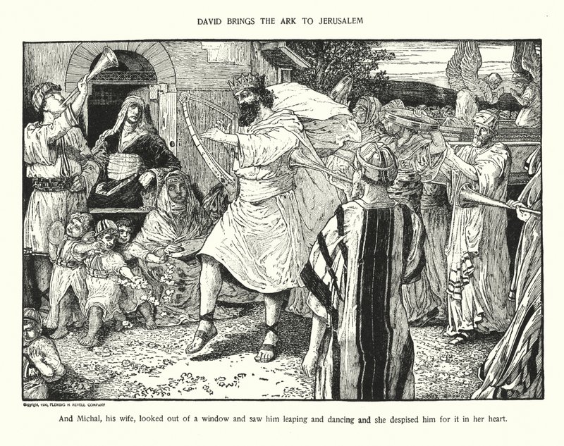 David bringer arken til Jerusalem (litografi) af Louis John Rhead