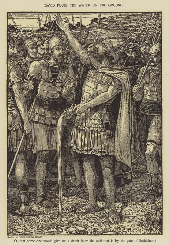 David hælder vandet på jorden af Louis John Rhead