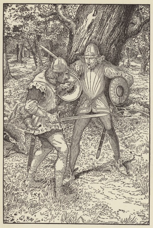Gud-en-nåde, gode fyr, citer Robin, ville jeg gerne kende dit navn af Louis John Rhead