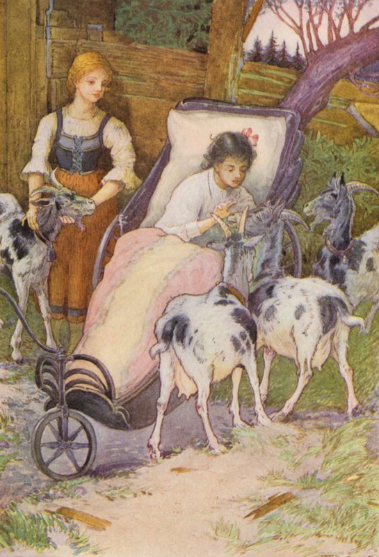 Illustration til Heidi af Johanna Spyri (farvelitografi) af Louis John Rhead