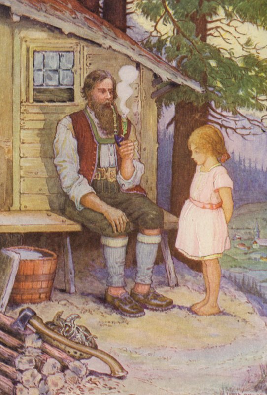 Illustration til Heidi af Johanna Spyri (farvelitografi) af Louis John Rhead