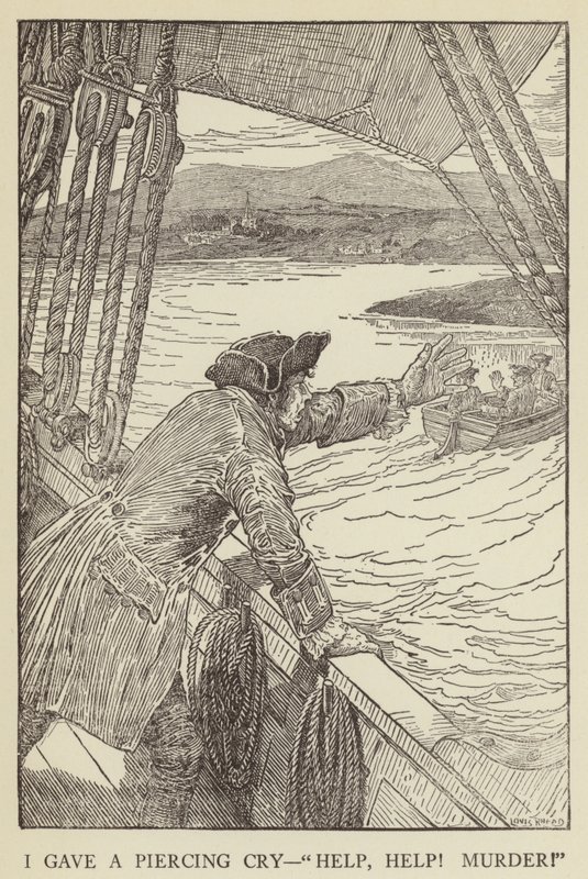 Illustration til Kidnapped af Robert Louis Stevenson af Louis John Rhead