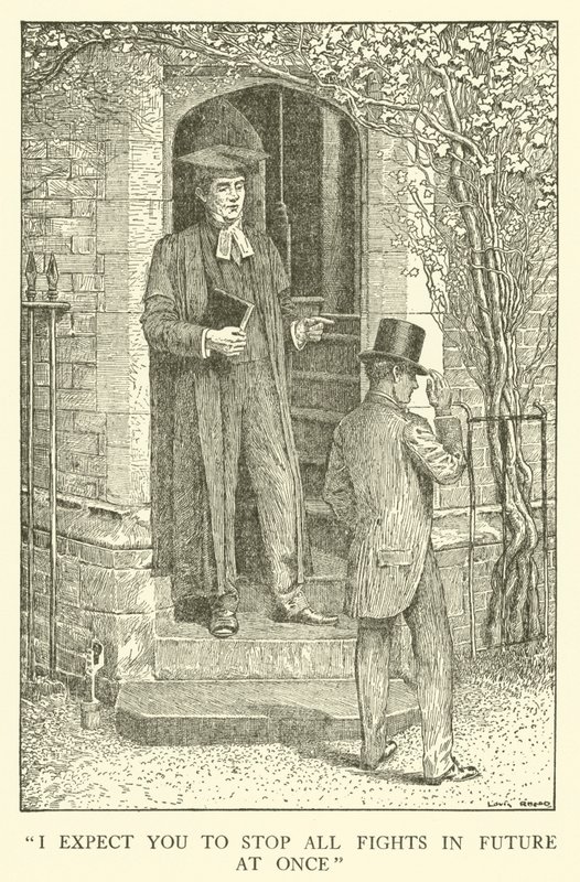 Illustration til Tom Browns skoledage (gravering) af Louis John Rhead
