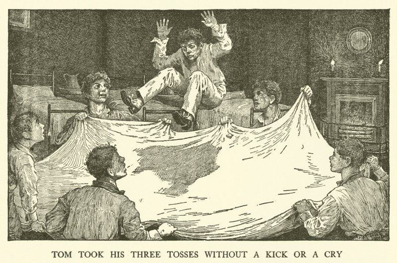 Illustration til Tom Browns skoledage (gravering) af Louis John Rhead