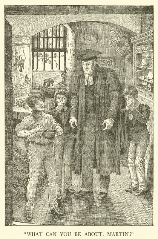 Illustration til Tom Browns skoledage (gravering) af Louis John Rhead