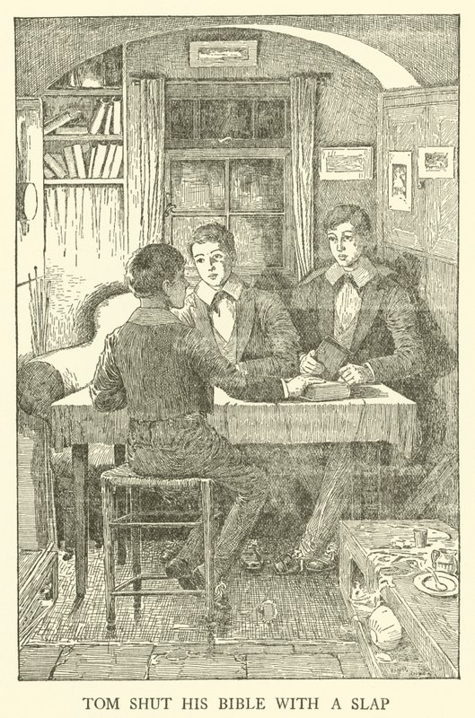 Illustration til Tom Browns skoledage (gravering) af Louis John Rhead