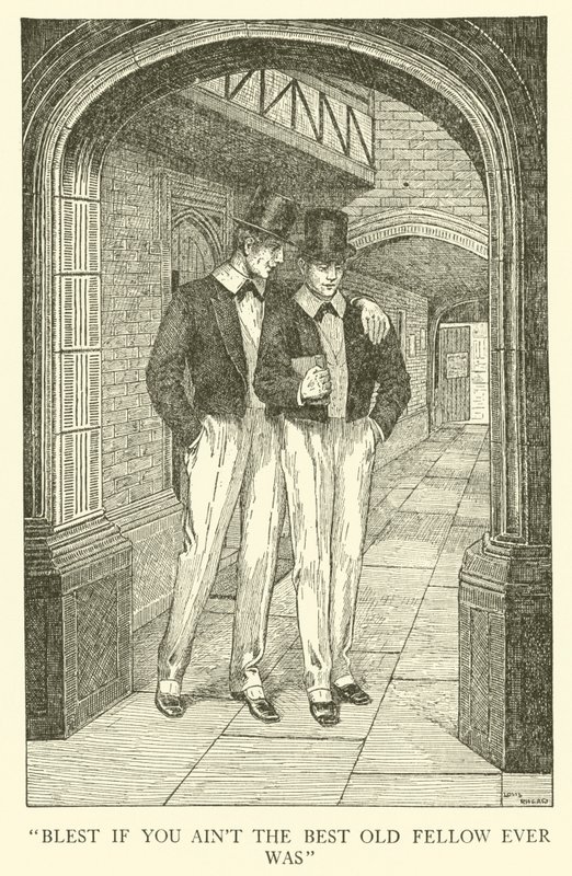 Illustration til Tom Browns skoledage (gravering) af Louis John Rhead