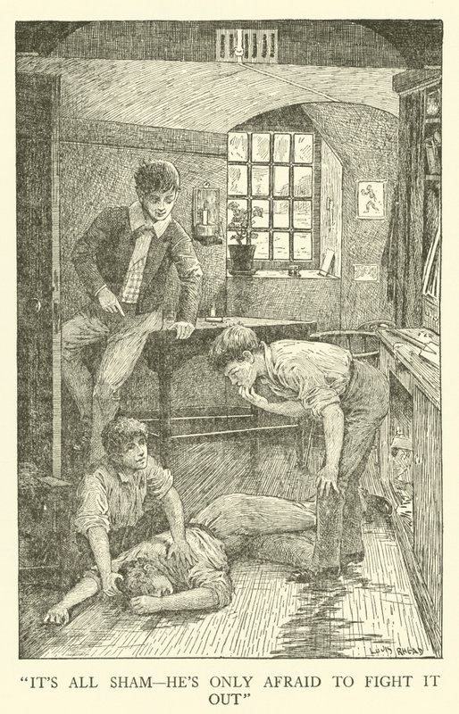 Illustration til Tom Browns skoledage (gravering) af Louis John Rhead
