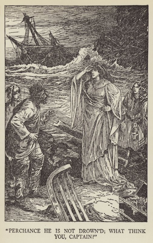 Måske er han ikke druknet; hvad tror du, kaptajn? af Louis John Rhead