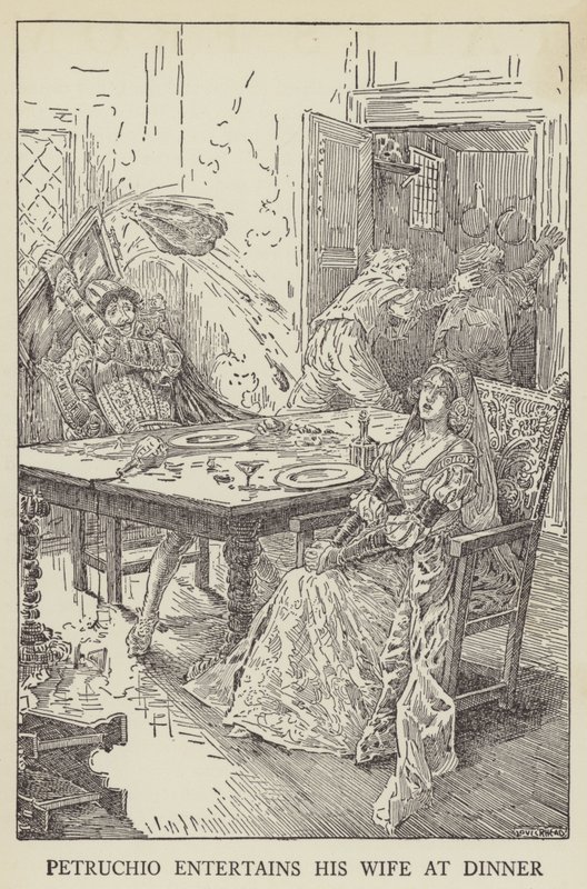 Petruchio underholder sin kone ved middagen af Louis John Rhead