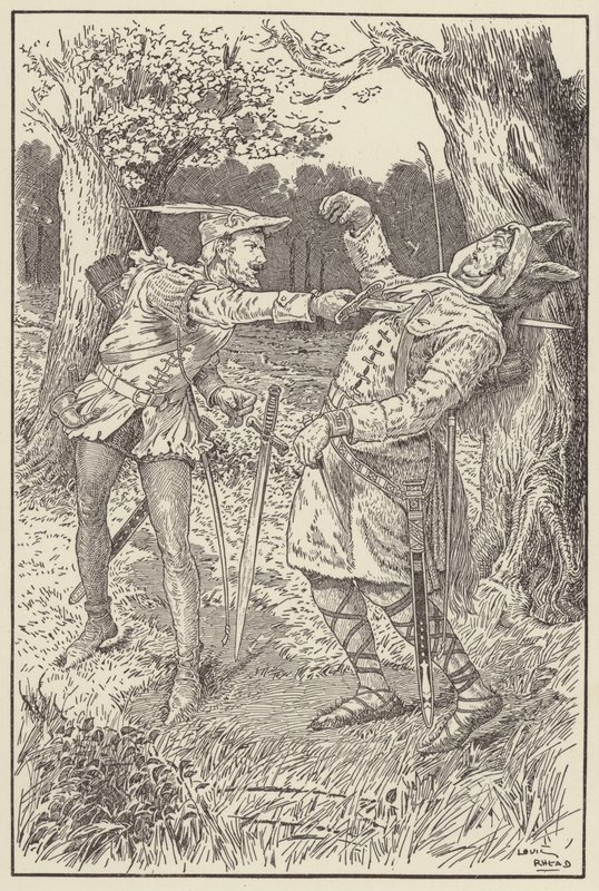 Robin kørte sin klinge gennem Sir Guys krop af Louis John Rhead