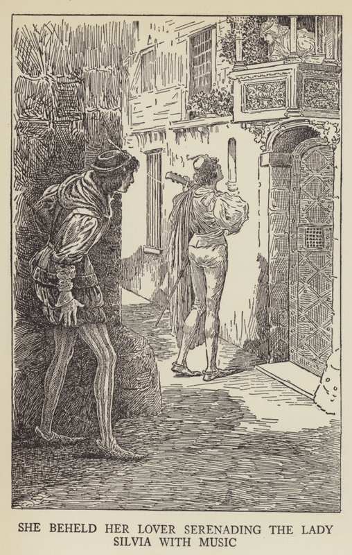 Hun så sin elsker serenader Lady Silvia med musik af Louis John Rhead