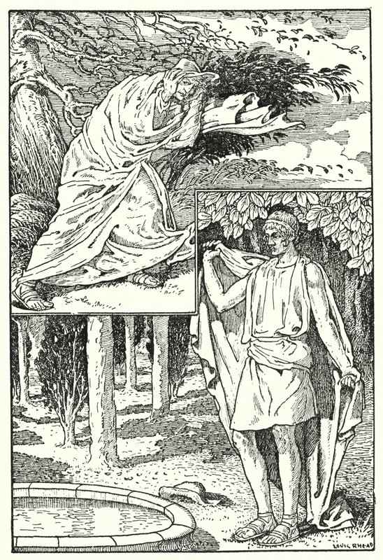 Nordvinden og solen (litografi) af Louis John Rhead