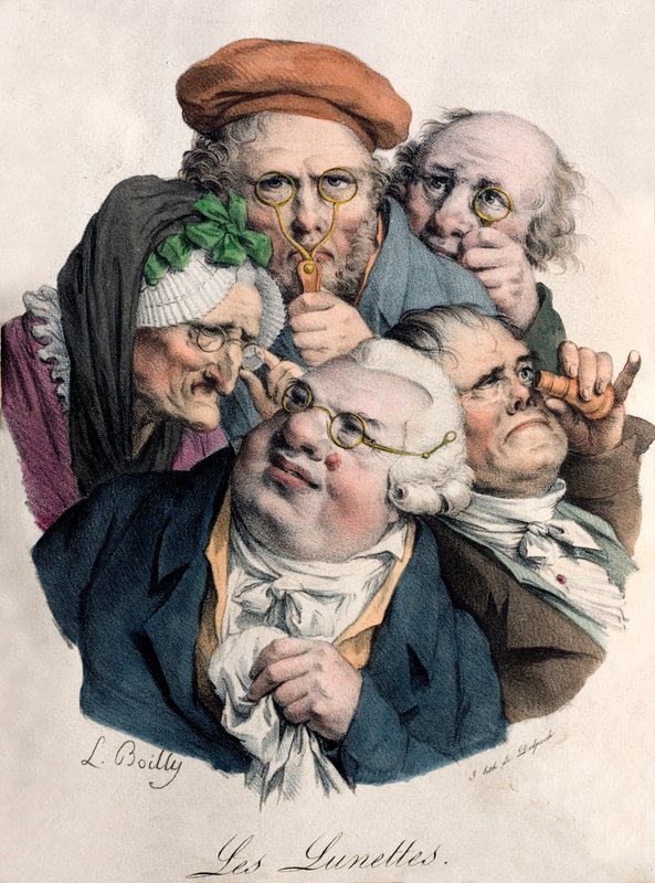 Briller (farve litho) af Louis Leopold (after) Boilly