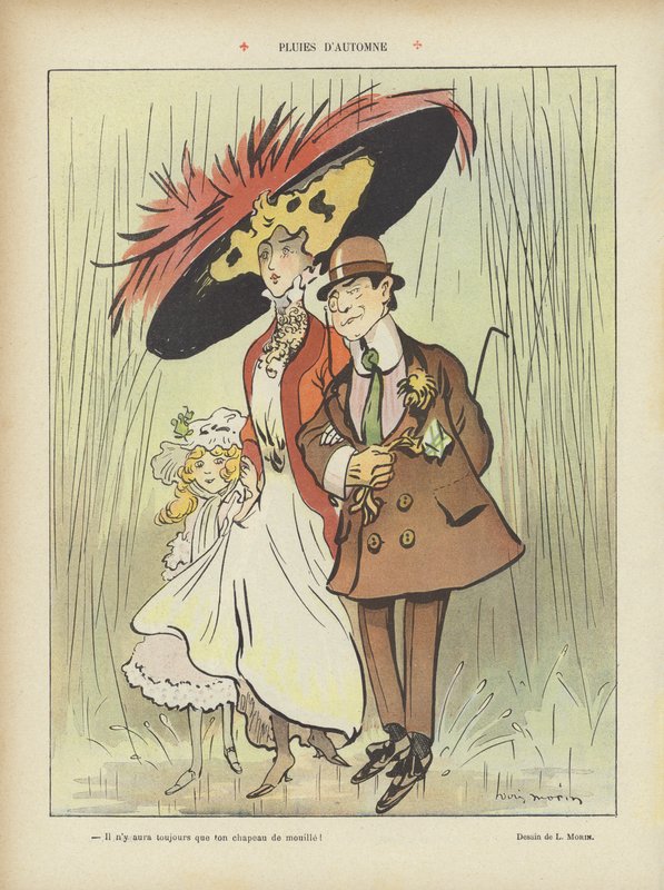 Efteråret regner. Illustration til Le Rire af Louis Morin