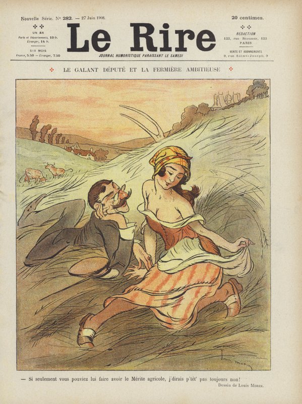 Den galante stedfortræder og den ambitiøse bondepige. Illustration til Le Rire af Louis Morin