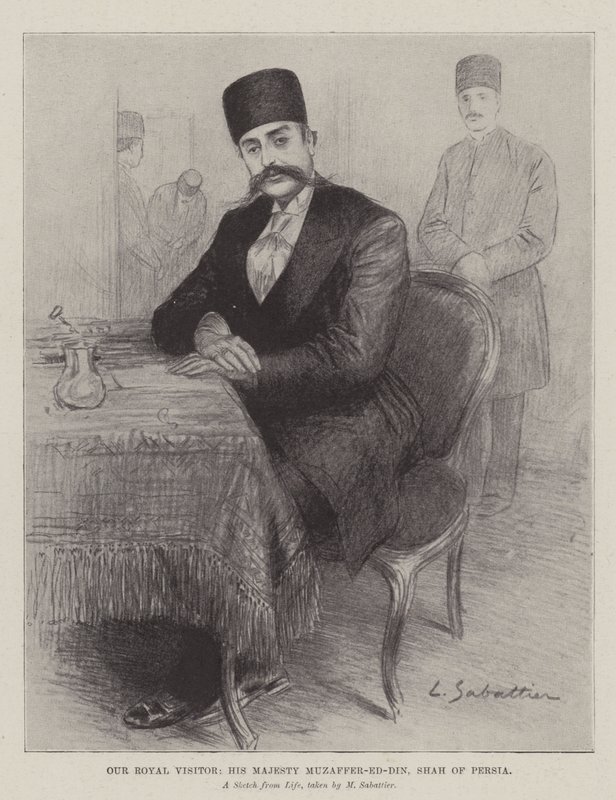 Vores kongelige besøgende, Hans Majestæt Muzaffer-ed-Din, Shah af Persien af Louis Remy Sabattier