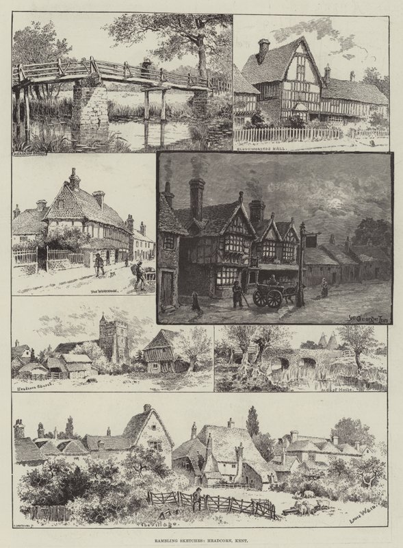 Vandrende skitser, Headcorn, Kent af Louis Wain
