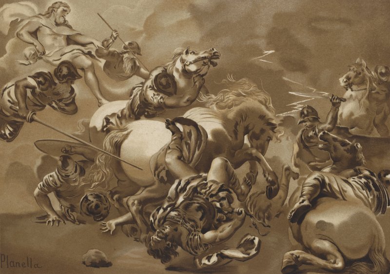 Frafalden Julians død (chromolitho) af Luca Giordano
