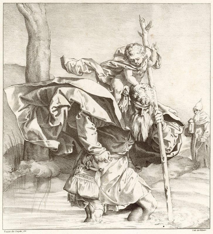 St Christopher bærer Kristusbarnet af Lucas van Leyden
