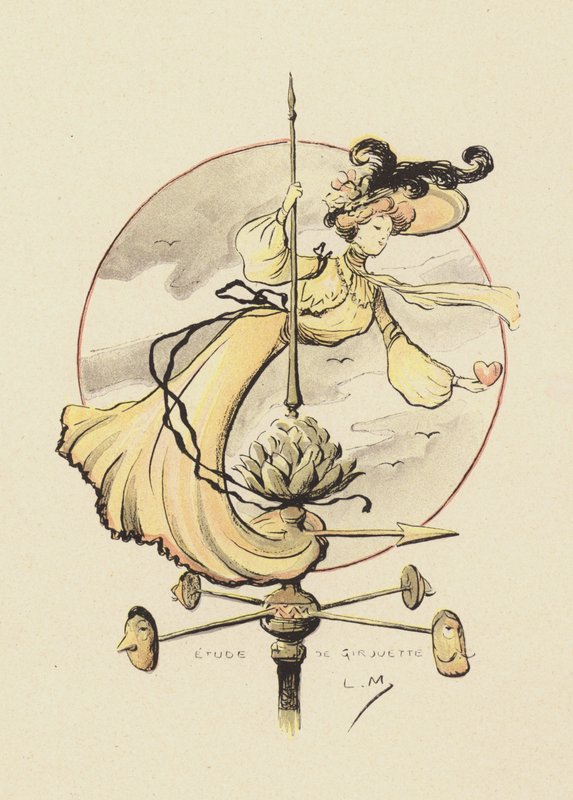 Undersøgelse af en vejrhane (farve litho) af Lucien Metivet