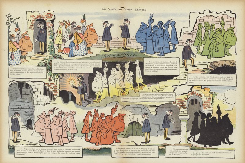 Besøg på det gamle slot. Illustration til Le Rire af Lucien Metivet
