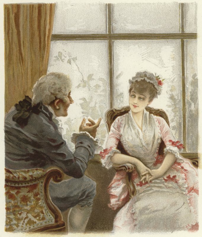 Illustration til The School for Scandal (chromolitho) af Lucius Rossi