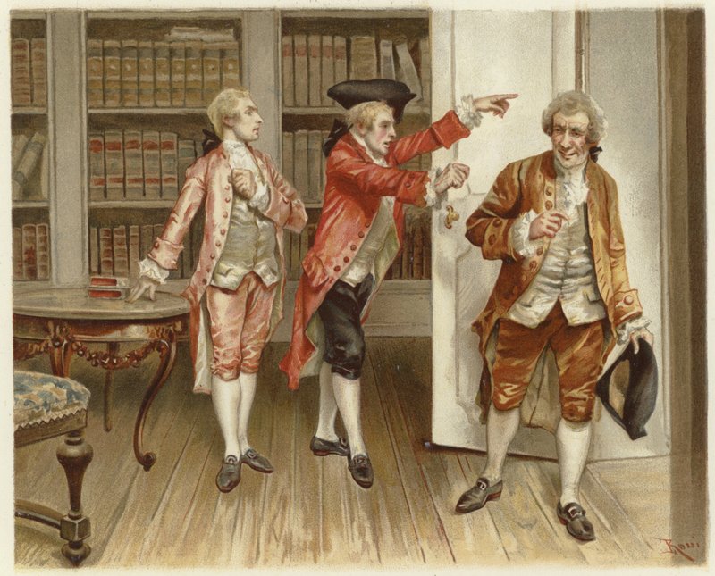 Illustration til The School for Scandal (chromolitho) af Lucius Rossi