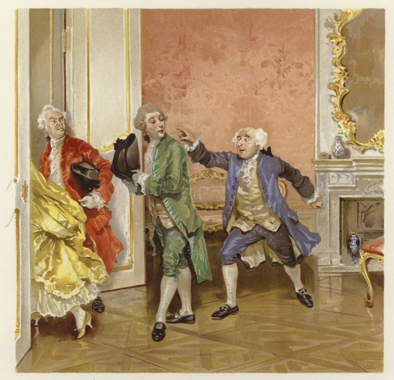 Illustration til The School for Scandal (chromolitho) af Lucius Rossi