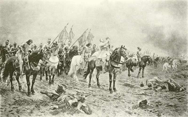 Gustavus Adolphus før slaget ved Lutzen (dybtryk) af Ludwig Braun