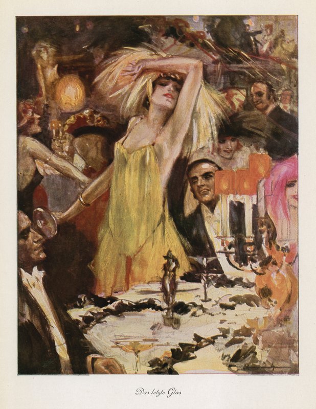 Det sidste glas (farve litho) af Ludwig Lutz Ehrenberger