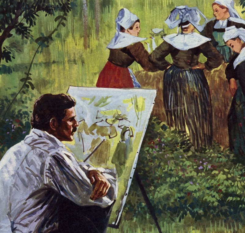 Cezanne inspirerede ham til at male farverige bretonske landskaber (farvelitografi) af Luis Arcas Brauner