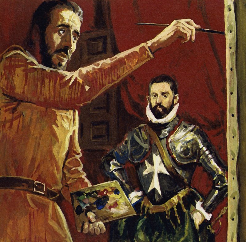 El Greco-maleriet Vincentio Anastagi på Malta (farvelitografi) af Luis Arcas Brauner