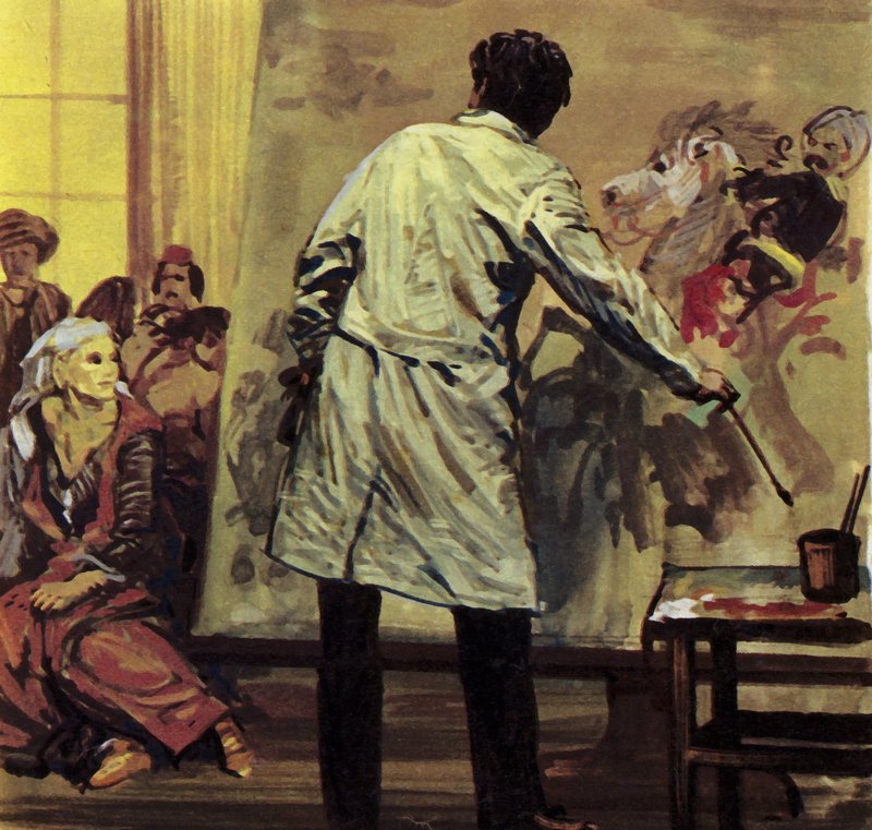 Eugene Delacroix brugte halvandet år på at male "Massakren i Scio" (farvelitografi). af Luis Arcas Brauner