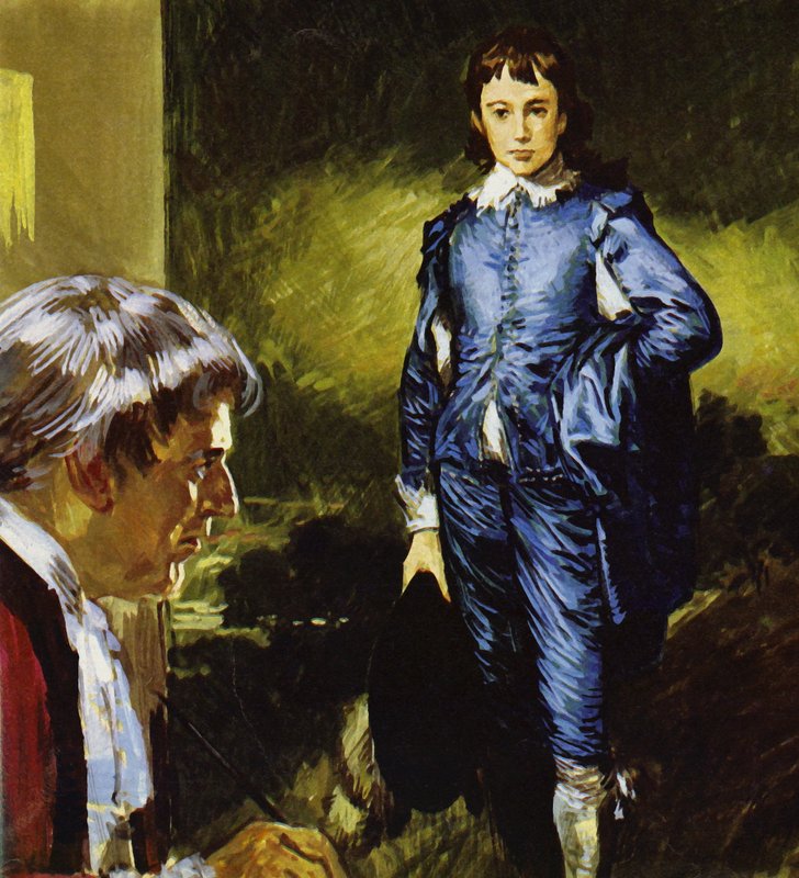 Gainsborough maler sit berømte portræt Blue Boy (farvelitografi) af Luis Arcas Brauner