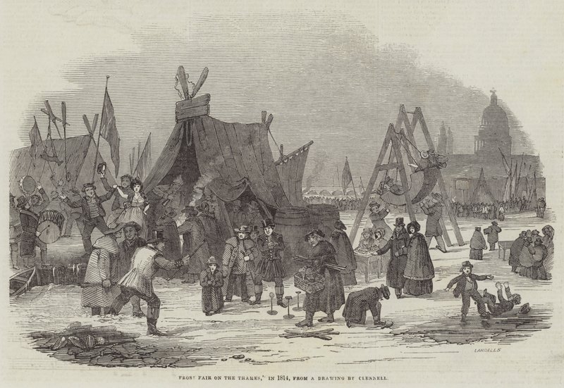 Frost Fair på Themsen, i 1814 af Luke Clennell