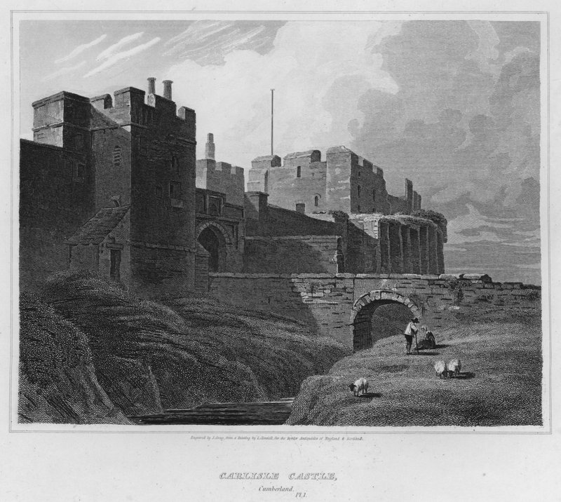 Carlisle Castle, Cumberland (gravering) af Luke (after) Clennell