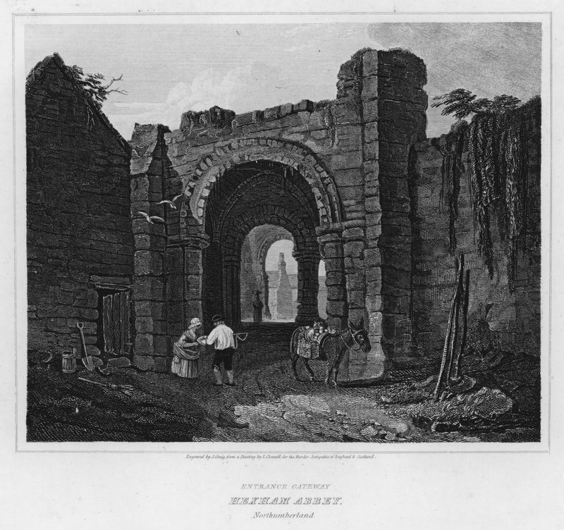 Entrance Gateway, Hexham Abbey, Northumberland (gravering) af Luke (after) Clennell