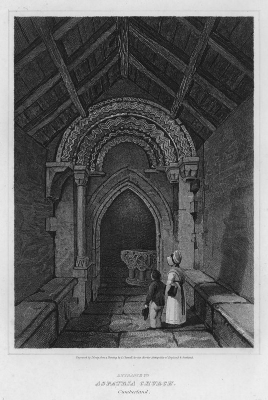 Indgangen til Aspatria Church, Cumberland (gravering) af Luke (after) Clennell