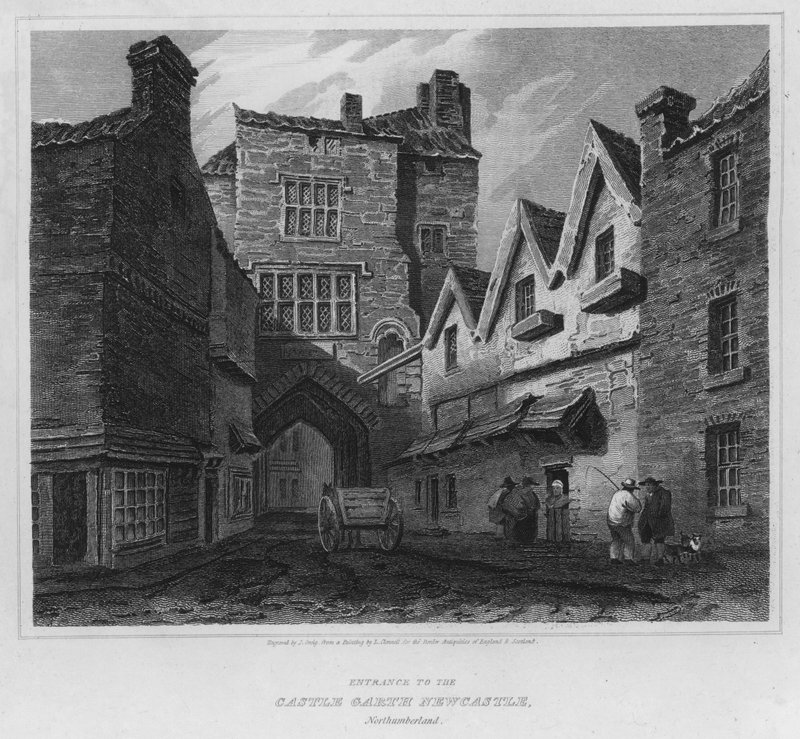 Indgang til Castle Garth Newcastle, Northumberland (gravering) af Luke (after) Clennell