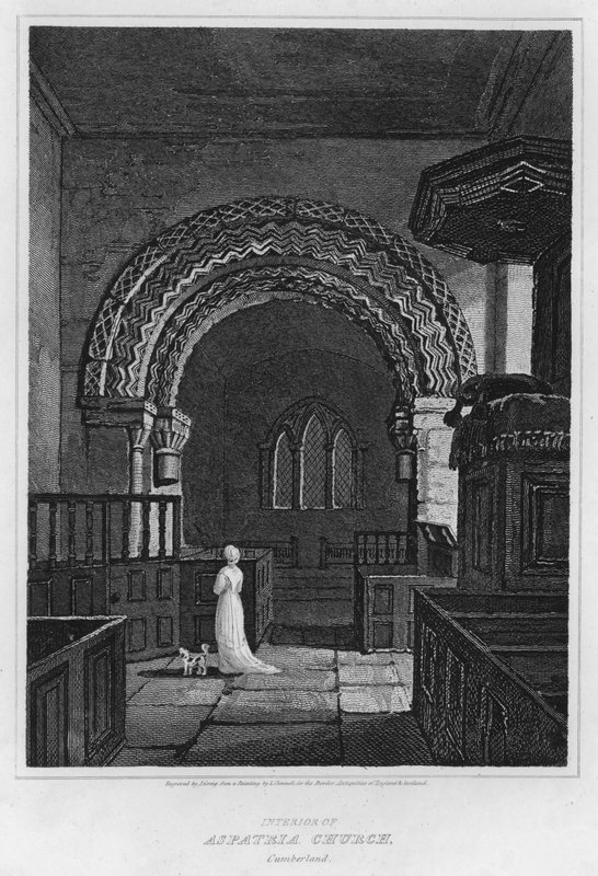 Interiør af Aspatria Church, Cumberland (gravering) af Luke (after) Clennell