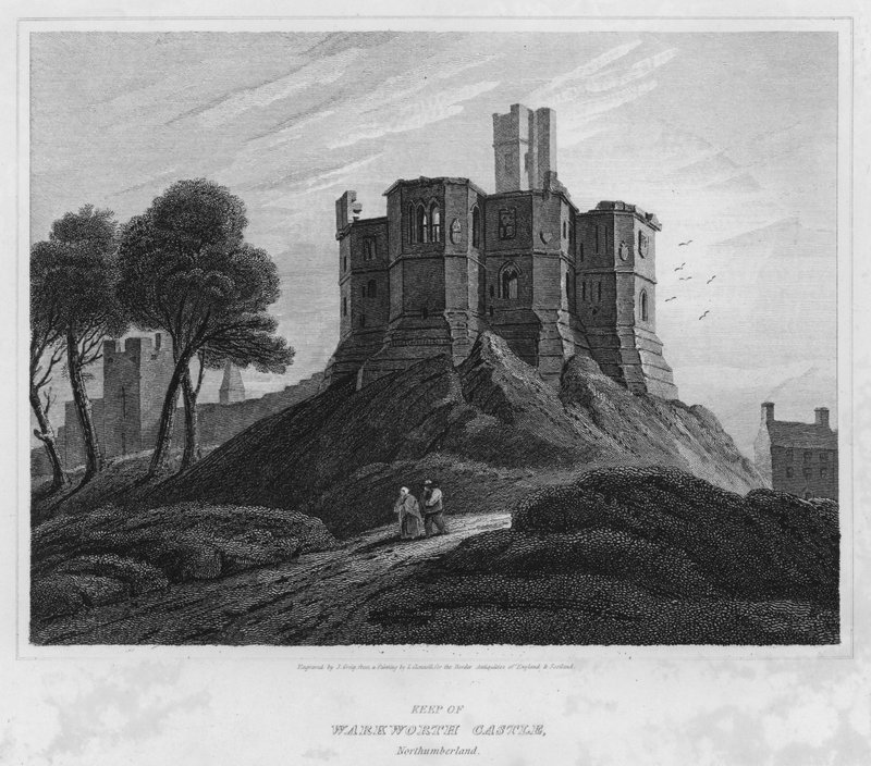 Keep of Warkworth Castle, Northumberland (gravering) af Luke (after) Clennell