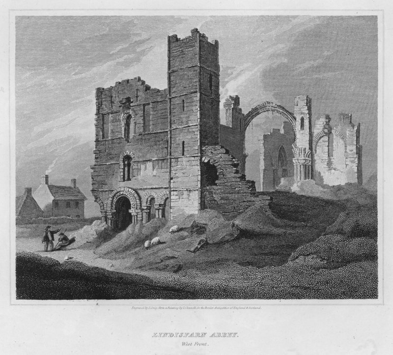 Lindisfarne Abbey, West Front (gravering) af Luke (after) Clennell