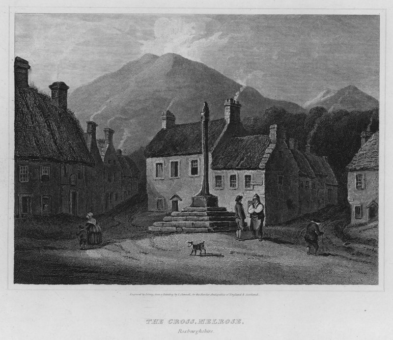 The Cross, Melrose, Roxburghshire (gravering) af Luke (after) Clennell