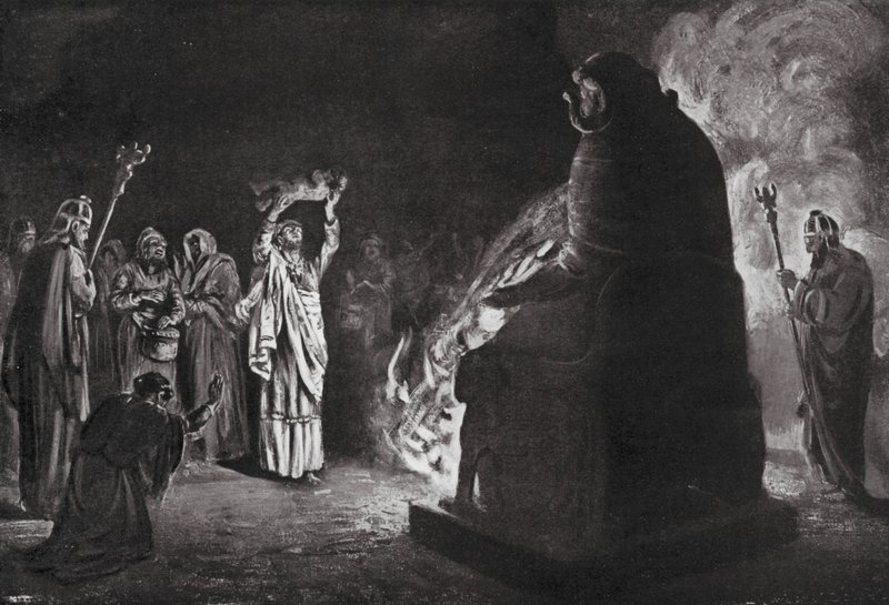 En fønikisk ofring til Moloch (litografi) af Margaret (after) Dovaston