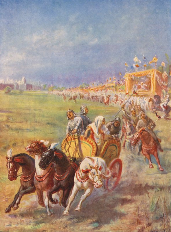 Et vendepunkt i Indiens historie (farvelitografi) af Margaret (after) Dovaston